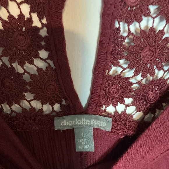 Charlotte Russe, Long Sleeve, V-Neck Burgundy Blouse Size L - Picture 8 of 8